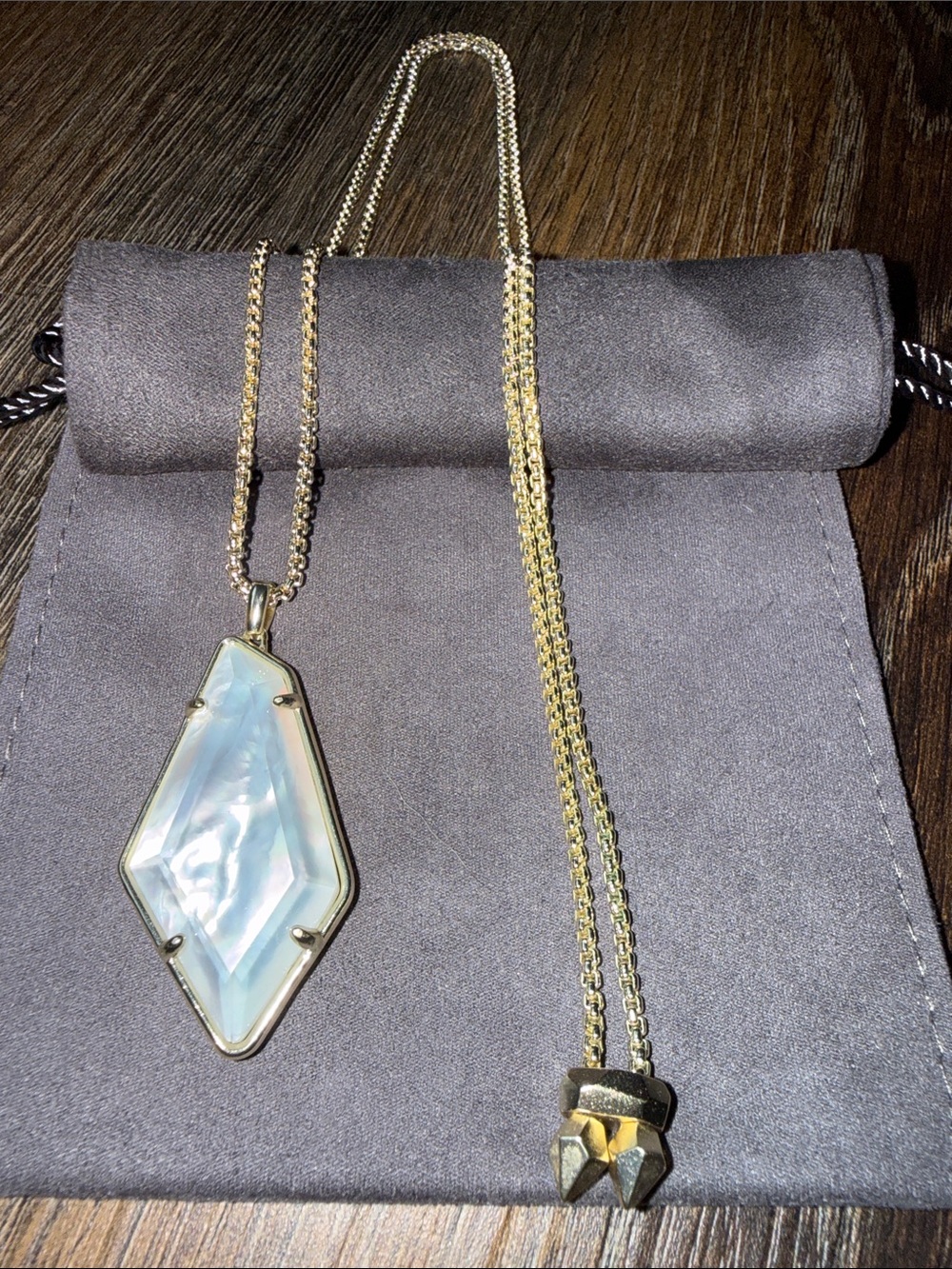 Kendra Scott Tessa Iridescent White Opal Pendant Necklace with Gold Chain